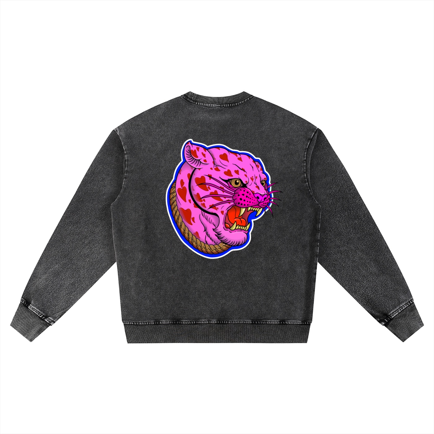 ”PINK PANTHER” Snow Wash Oversized Crewneck Sweatshirt