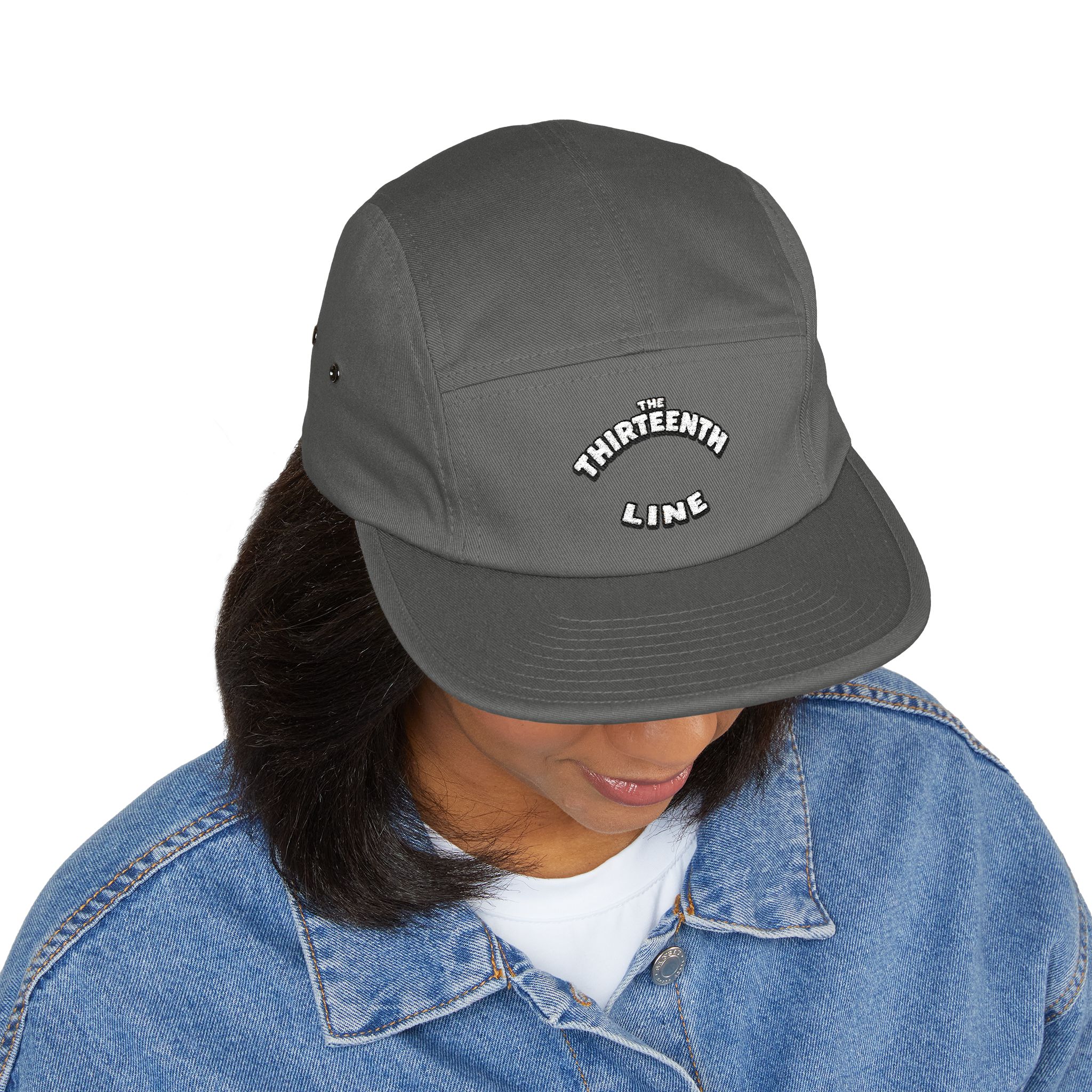 The Thirteenth Line embroidered 5 Panel Cap | khaki cotton hat - Image 16