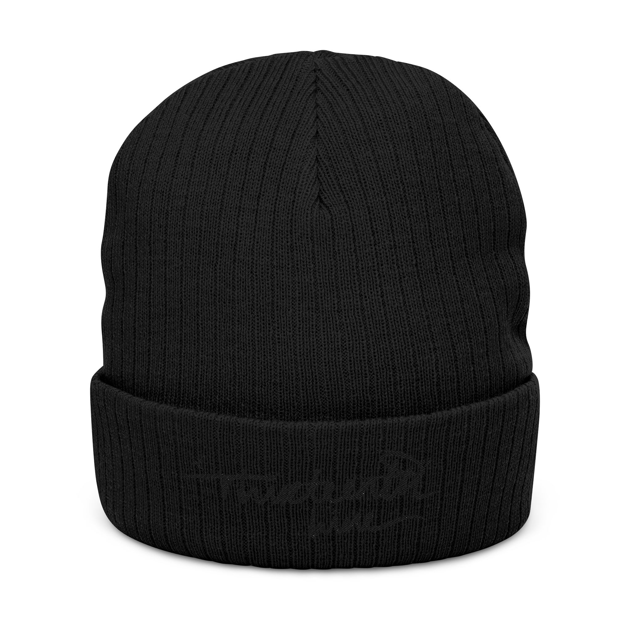 “Hand written”Embroidered Ribbed Knit Beanie — Cozy Winter Cuffed Hat - Image 3