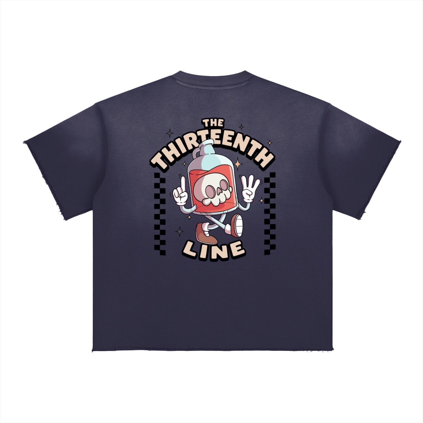 ”BOTTLE BRAIN” Sun Fade Raw Edge T-Shirt - Image 6