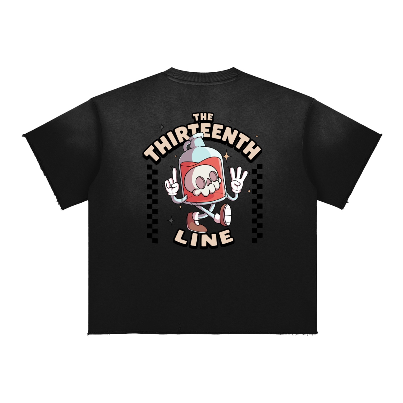 ”BOTTLE BRAIN” Sun Fade Raw Edge T-Shirt - Image 10