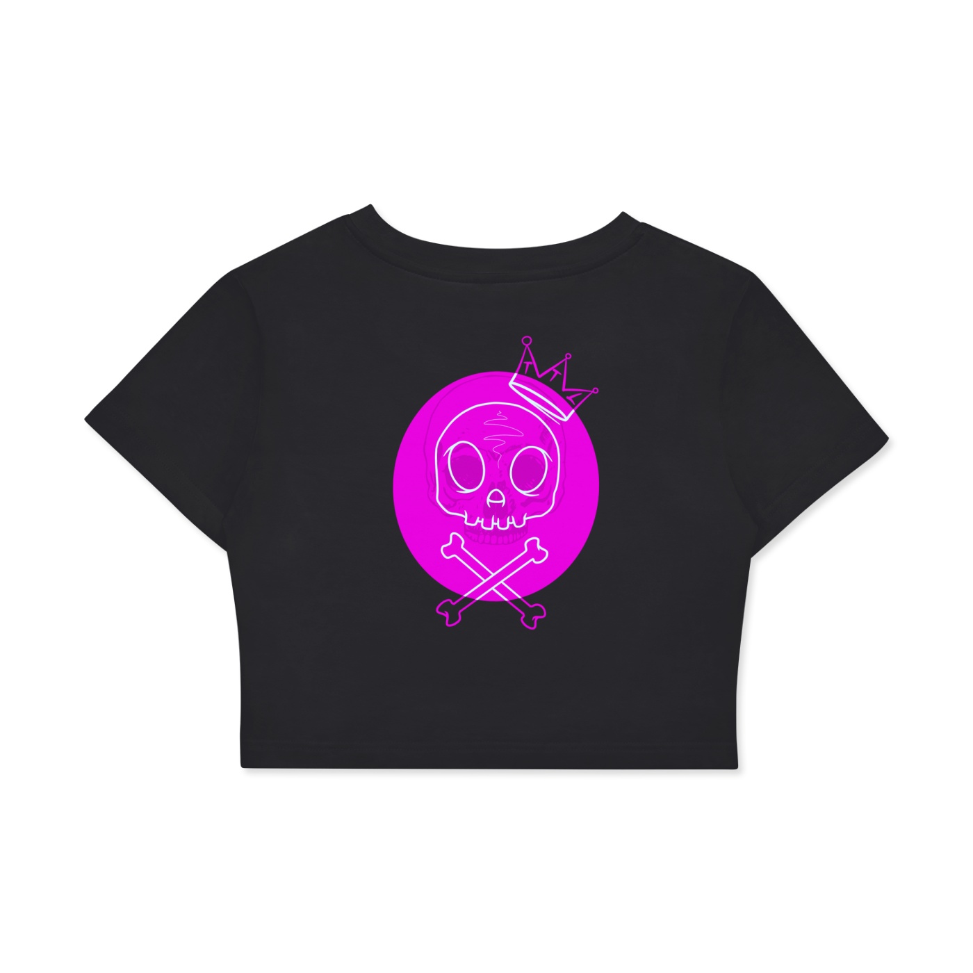 “PINK SKULL” Fitted Crop Cotton T-Shirt - Image 2