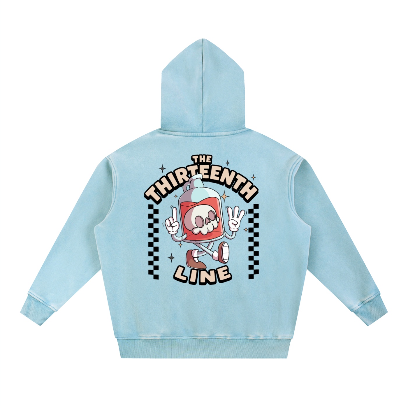 “BOTTLE BRAIN” Snow Wash Fleece Oversize Hoodie