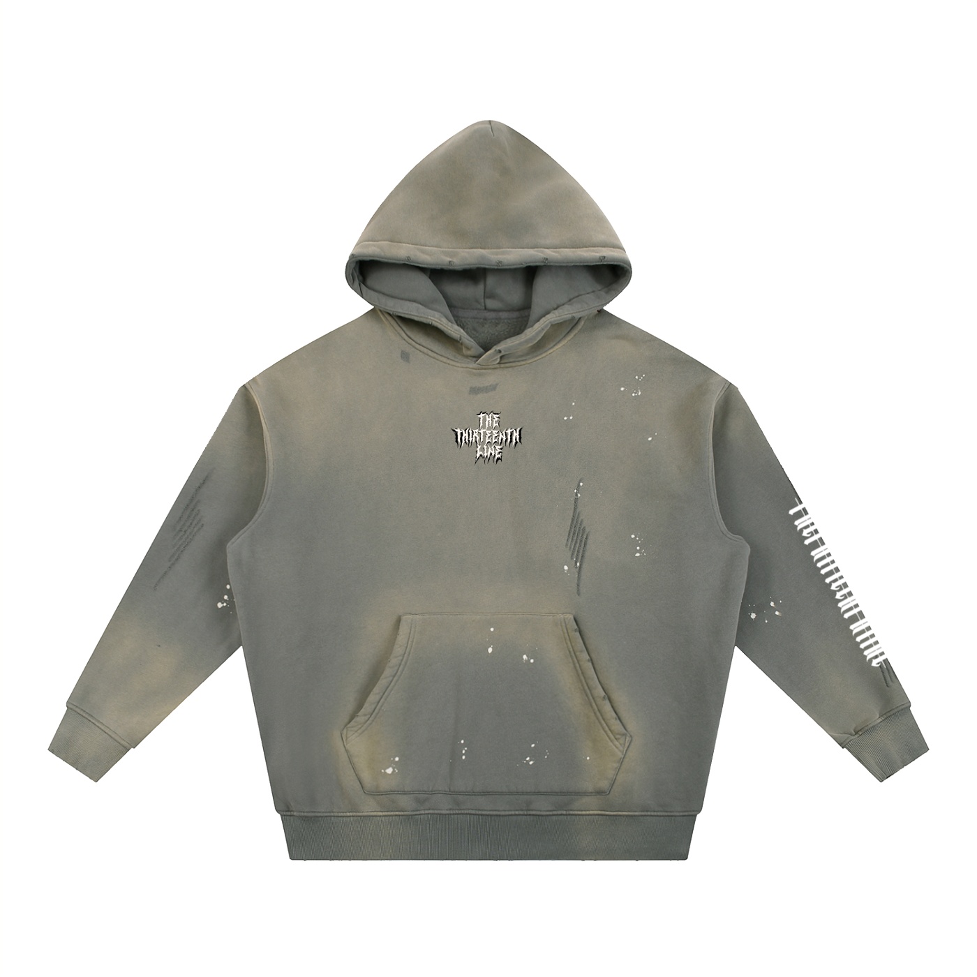 “THE CROW” Vintage Washed Frayed Fleece Hoodie - Image 3