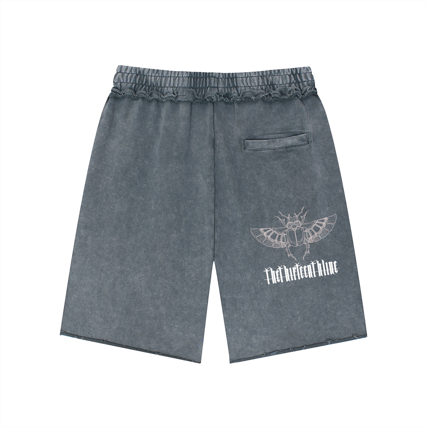 “SCARAB” Unisex Mineral Wash Raw Edge Shorts - Image 4