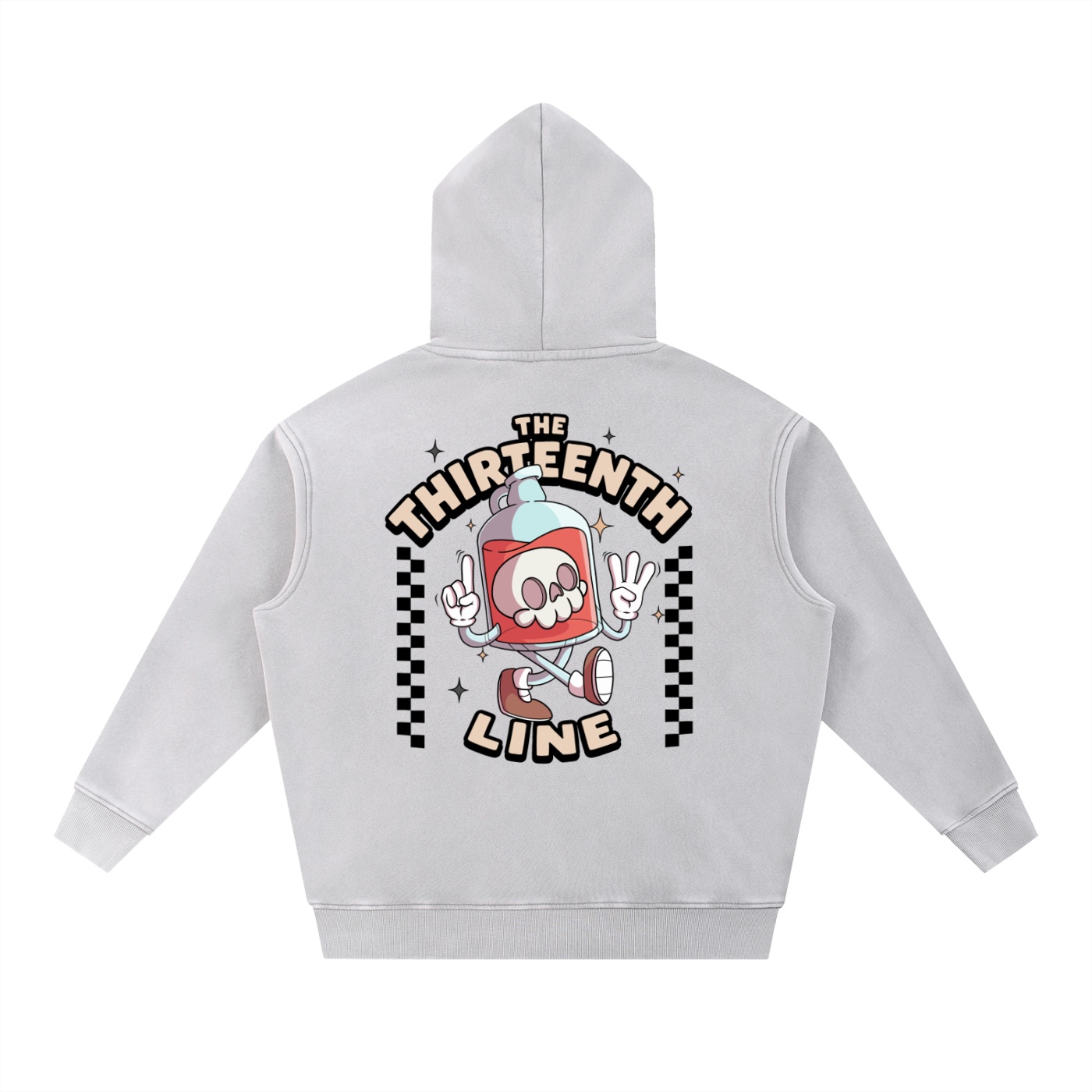 “BOTTLE BRAIN” Snow Wash Fleece Oversize Hoodie - Image 4