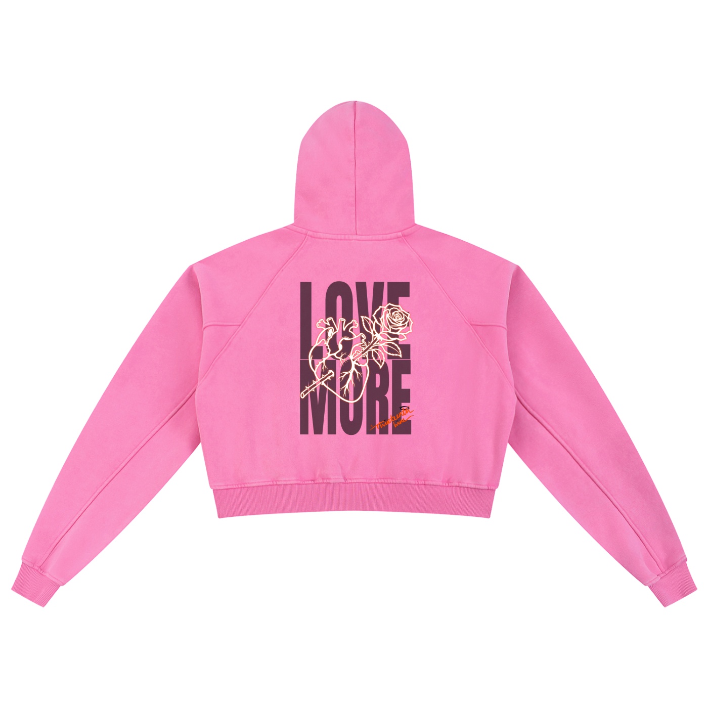 ”LOVE MORE” Snow Washed Cropped Hoodie - Image 6