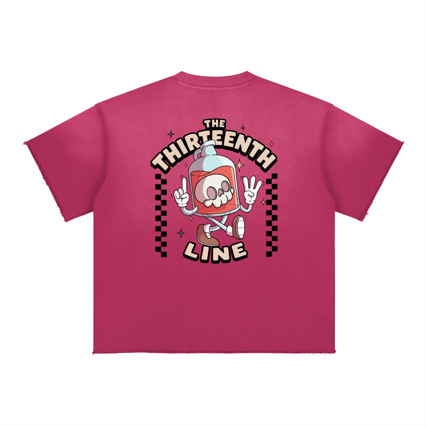 ”BOTTLE BRAIN” Sun Fade Raw Edge T-Shirt - Image 2