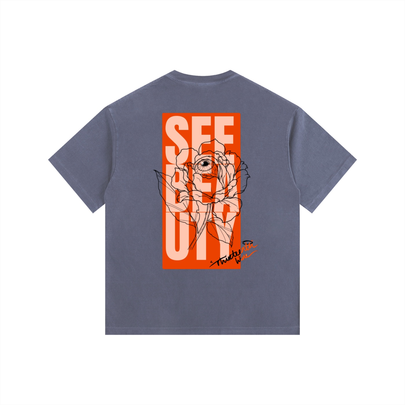 ”SEE BEAUTY” Vintage Washed Oversized Cotton T-Shirt - Image 18