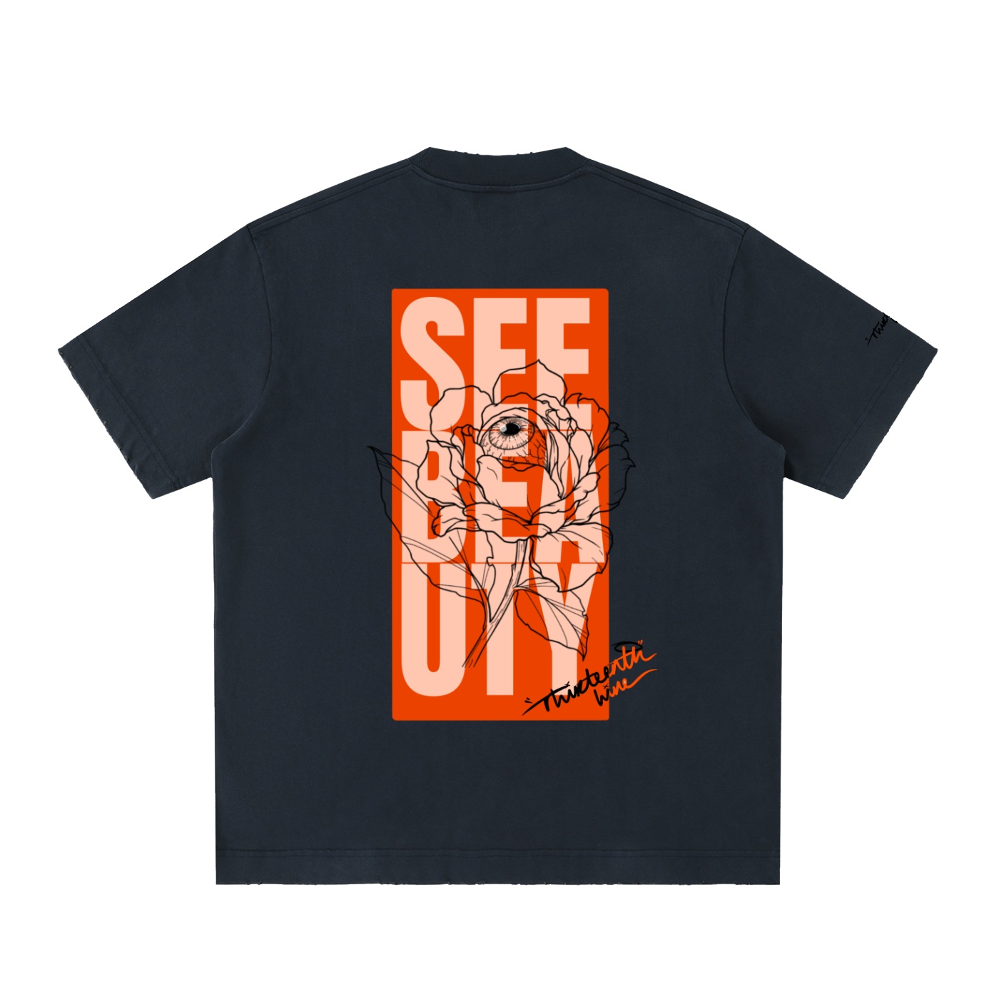 “SEE BEAUTY” Heavyweight Vintage Washed Frayed T-Shirt - Image 22