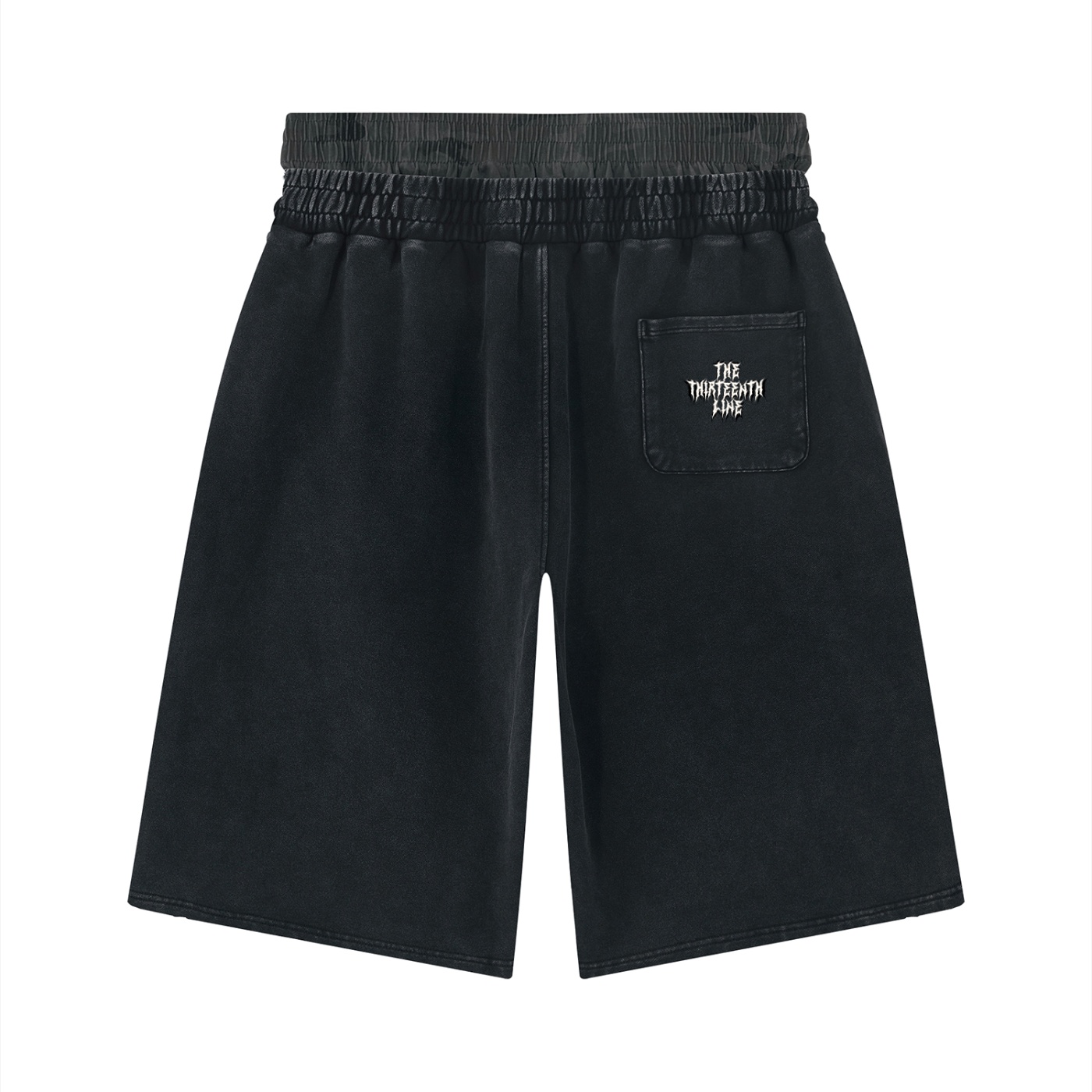 ”13” Unisex Vintage Wash Distressed Wide Leg Shorts - Image 4