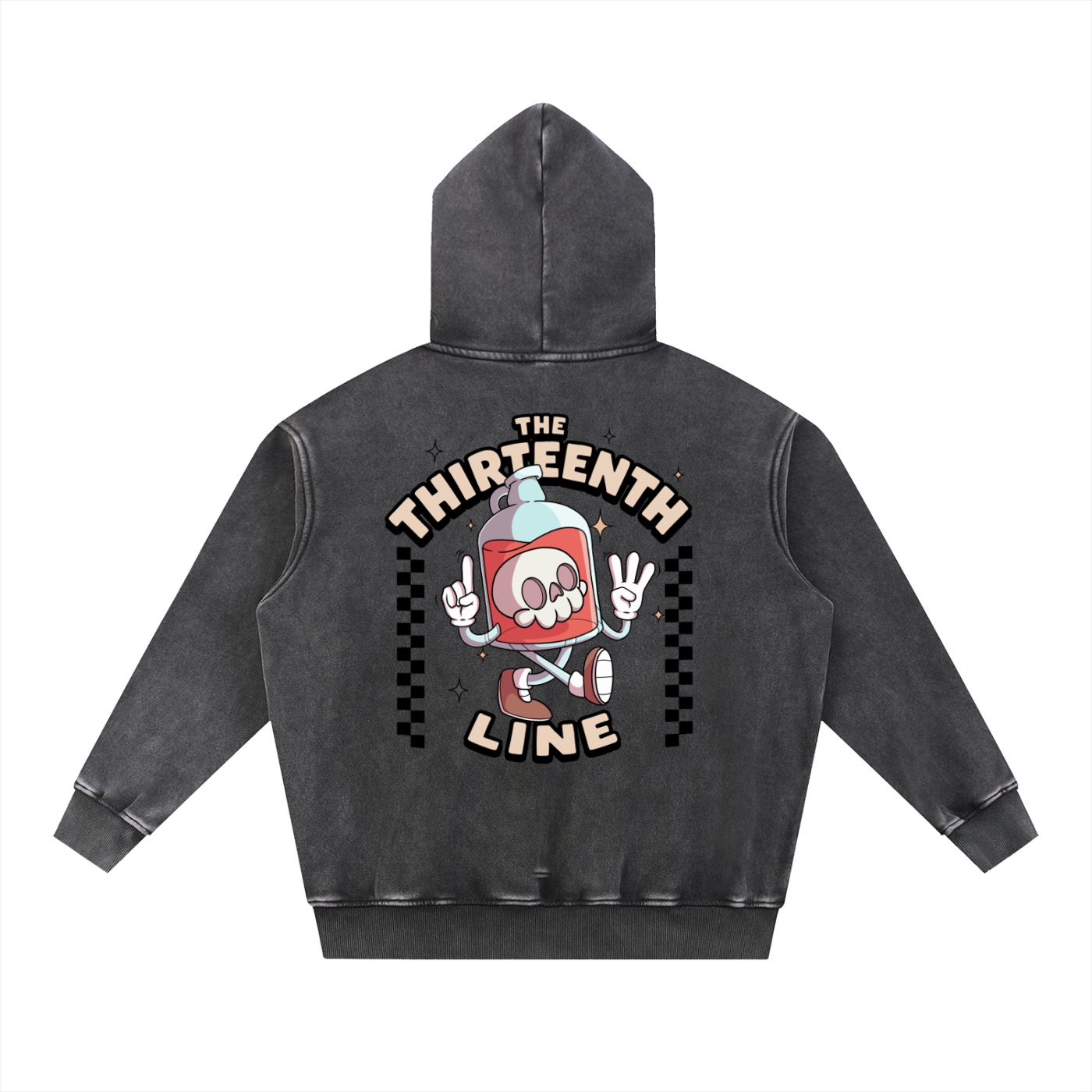 “BOTTLE BRAIN” Snow Wash Fleece Oversize Hoodie - Image 14