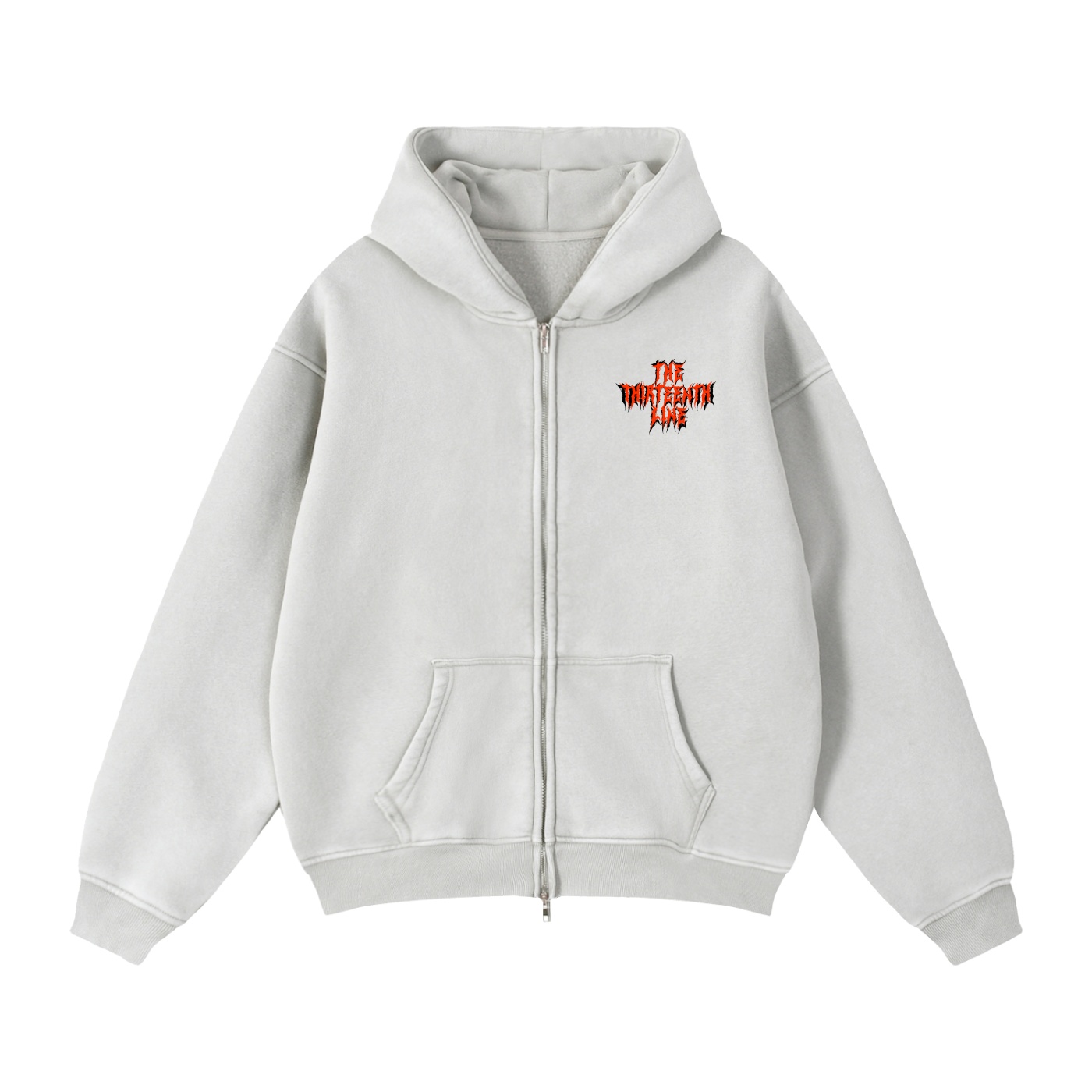 “OG RED SKULL” Zip-Through Boxy Fleece Hoodie - Image 13