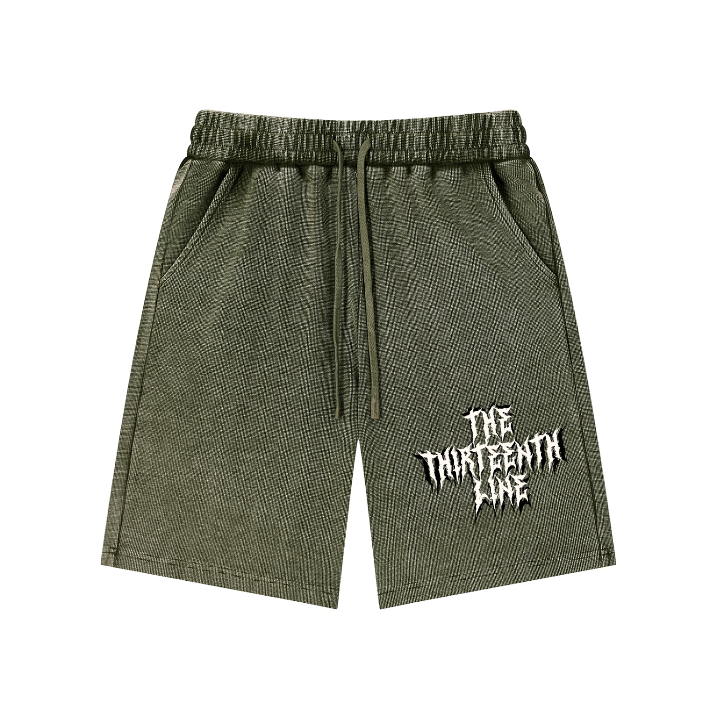 ’THIRTEEN” Mineral Wash Waffle Knit Shorts - Image 9