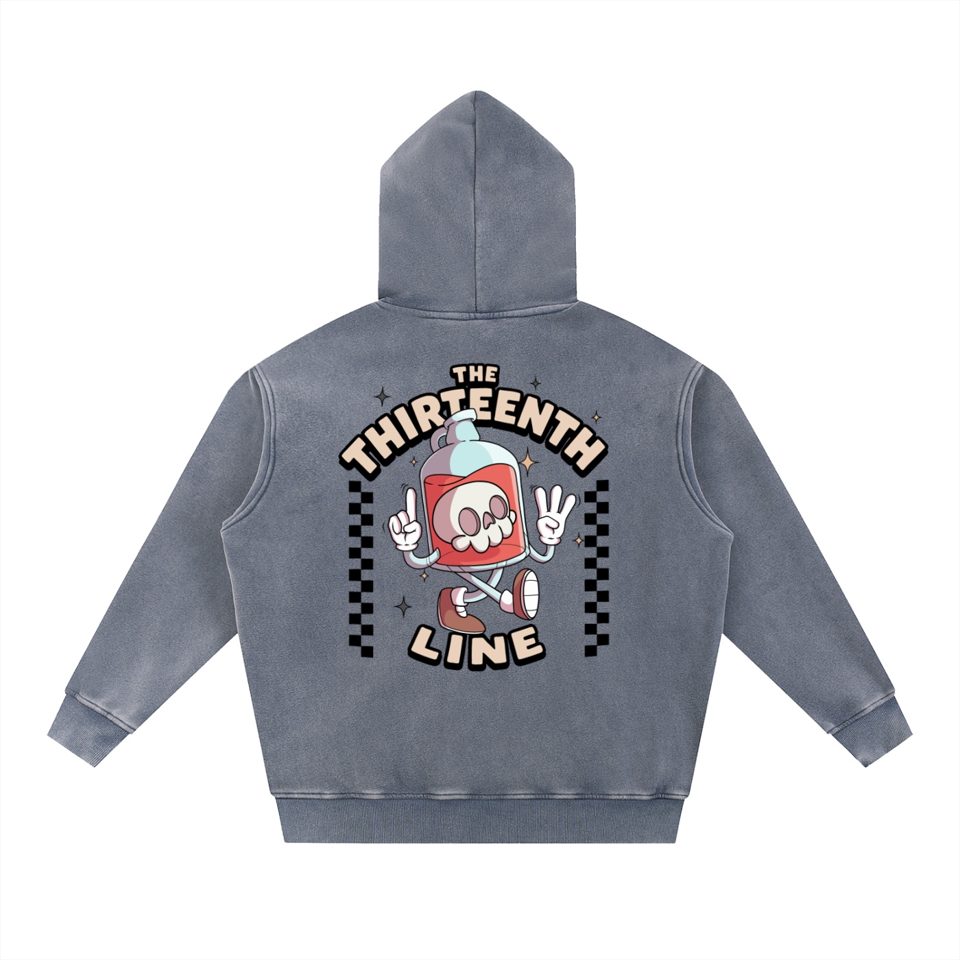 “BOTTLE BRAIN” Snow Wash Fleece Oversize Hoodie - Image 12
