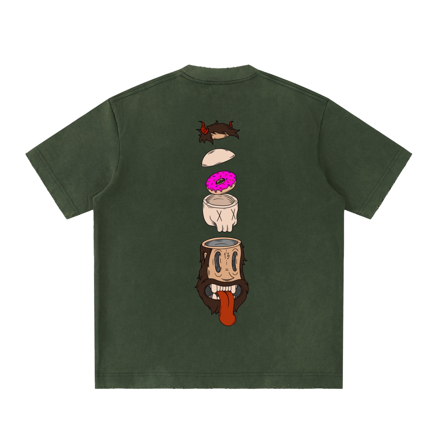 ”SPLIT” Heavyweight Vintage Washed Frayed T-Shirt - Image 20
