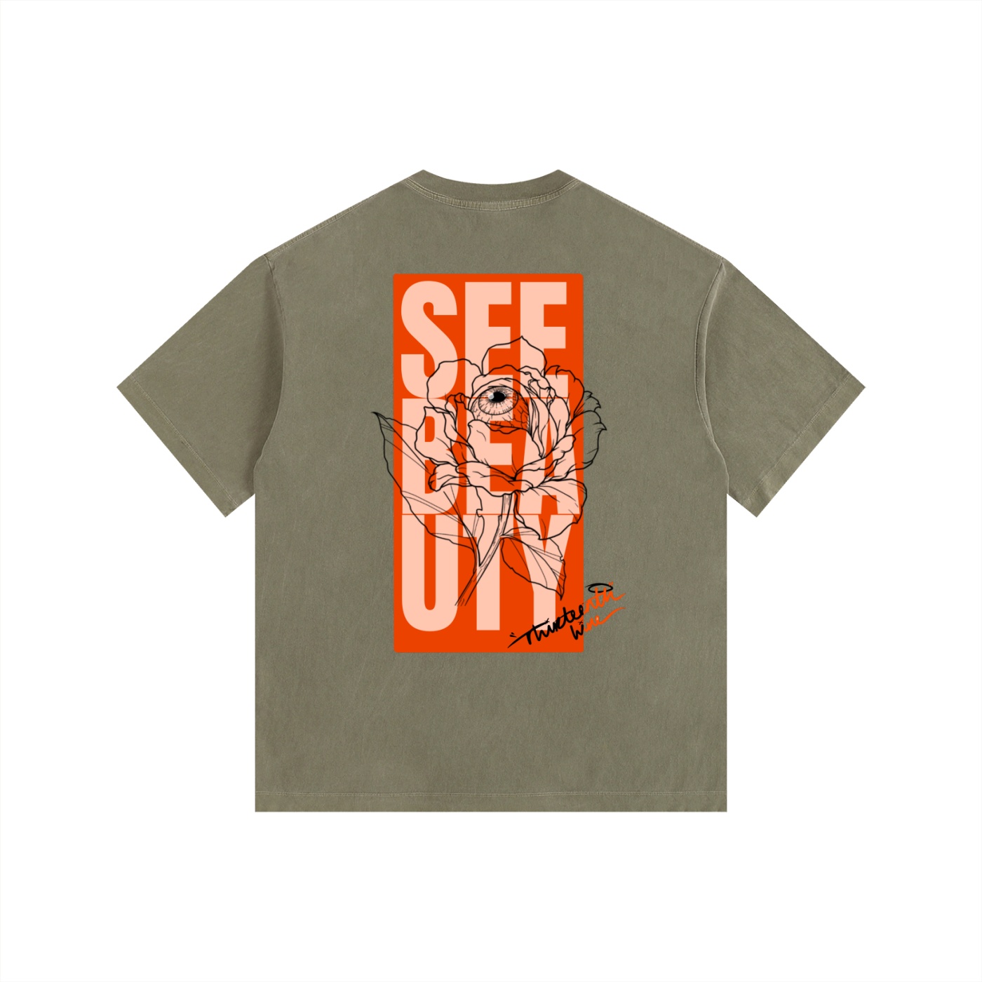 ”SEE BEAUTY” Vintage Washed Oversized Cotton T-Shirt - Image 10