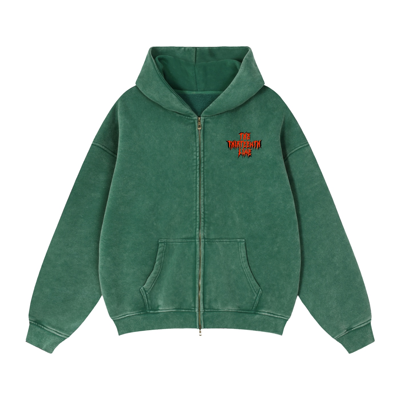 “OG RED SKULL” Zip-Through Boxy Fleece Hoodie - Image 7