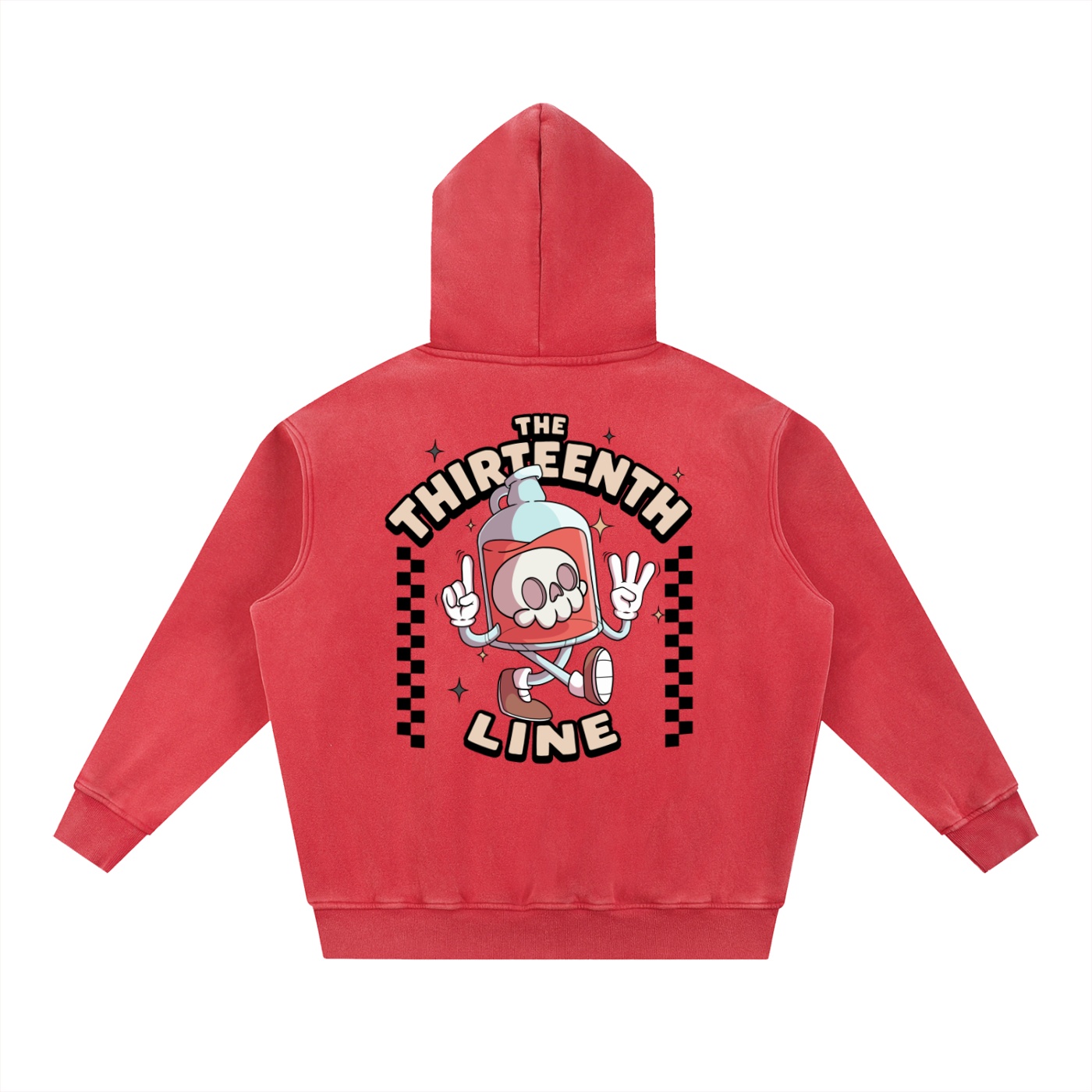 “BOTTLE BRAIN” Snow Wash Fleece Oversize Hoodie - Image 10