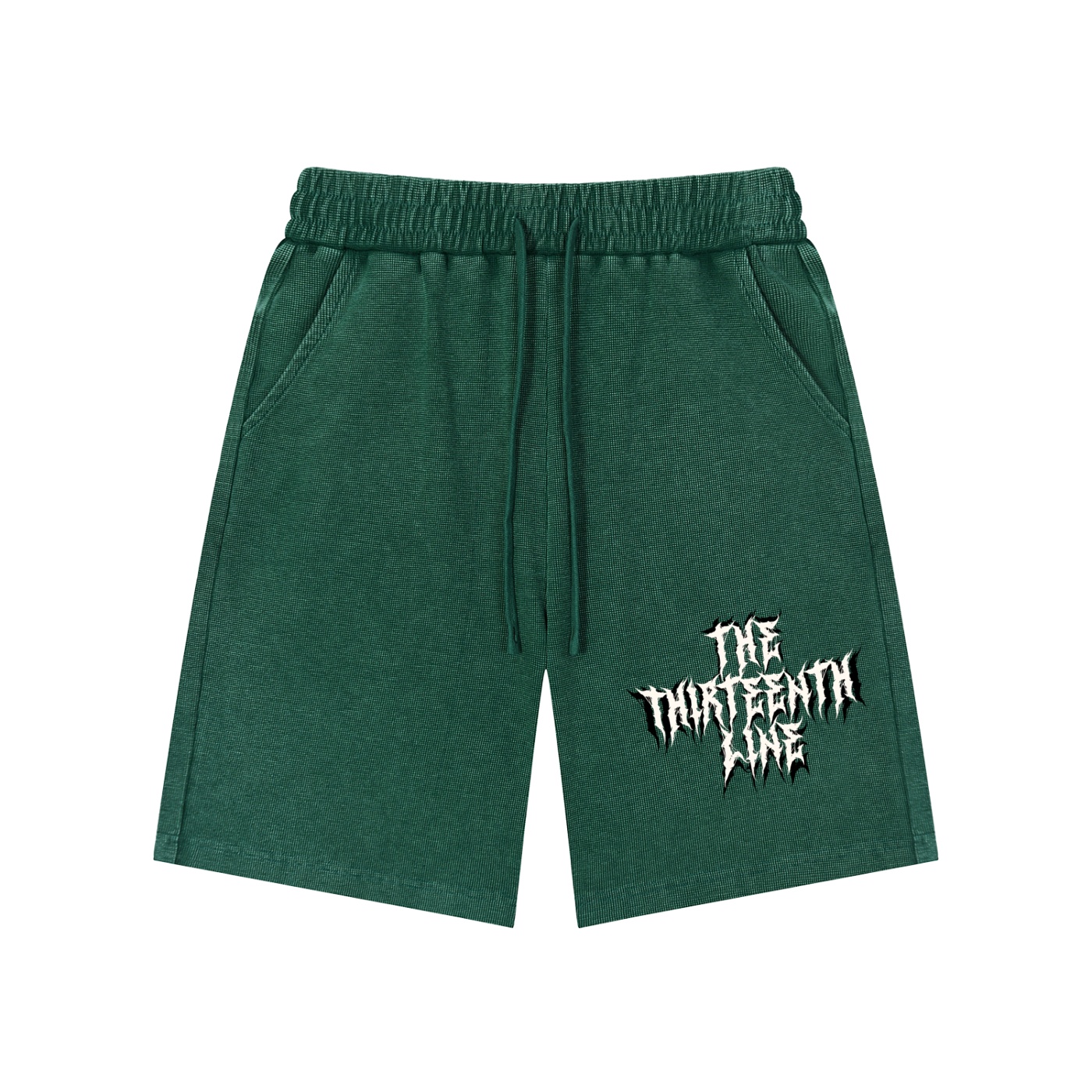 ’THIRTEEN” Mineral Wash Waffle Knit Shorts