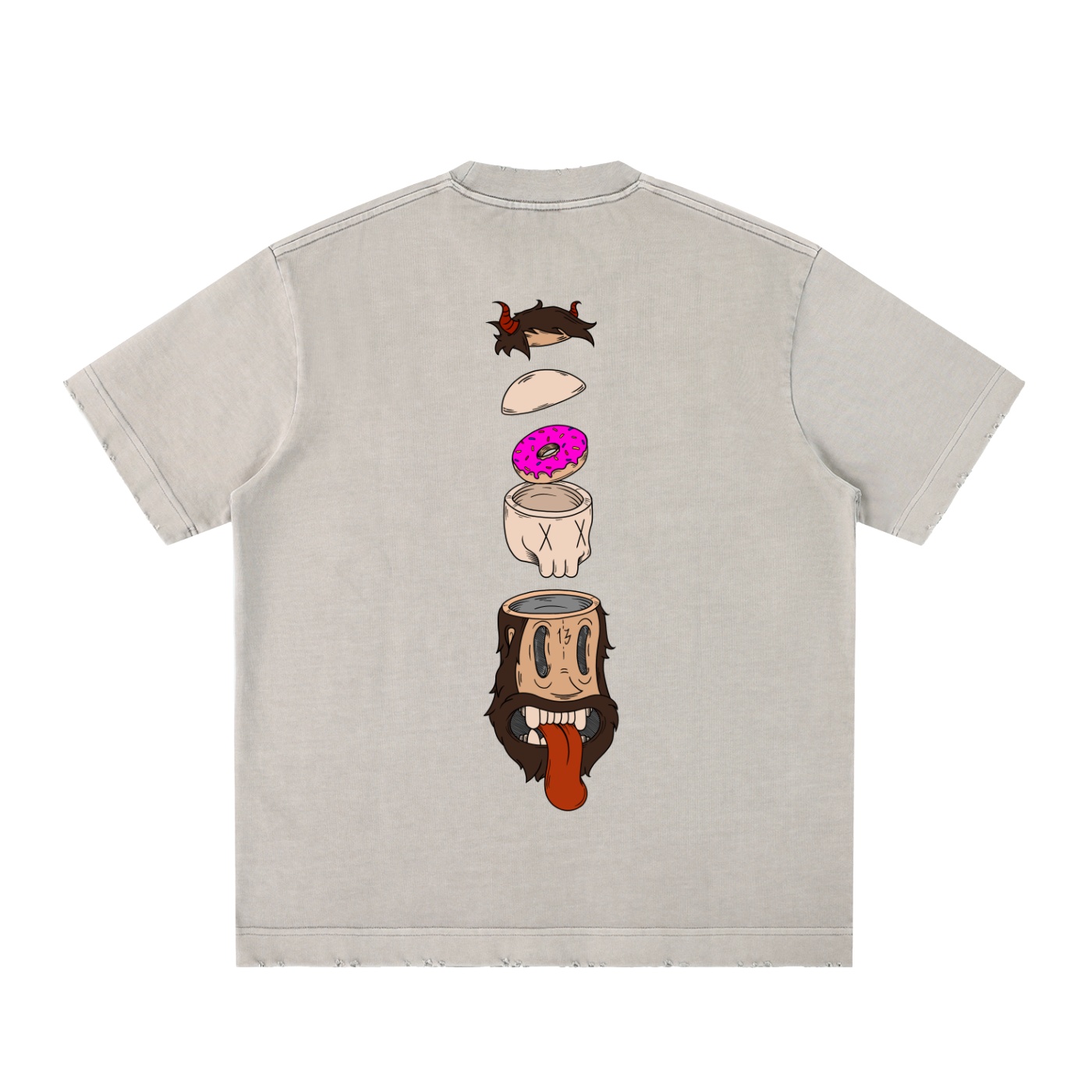 ”SPLIT” Heavyweight Vintage Washed Frayed T-Shirt - Image 2
