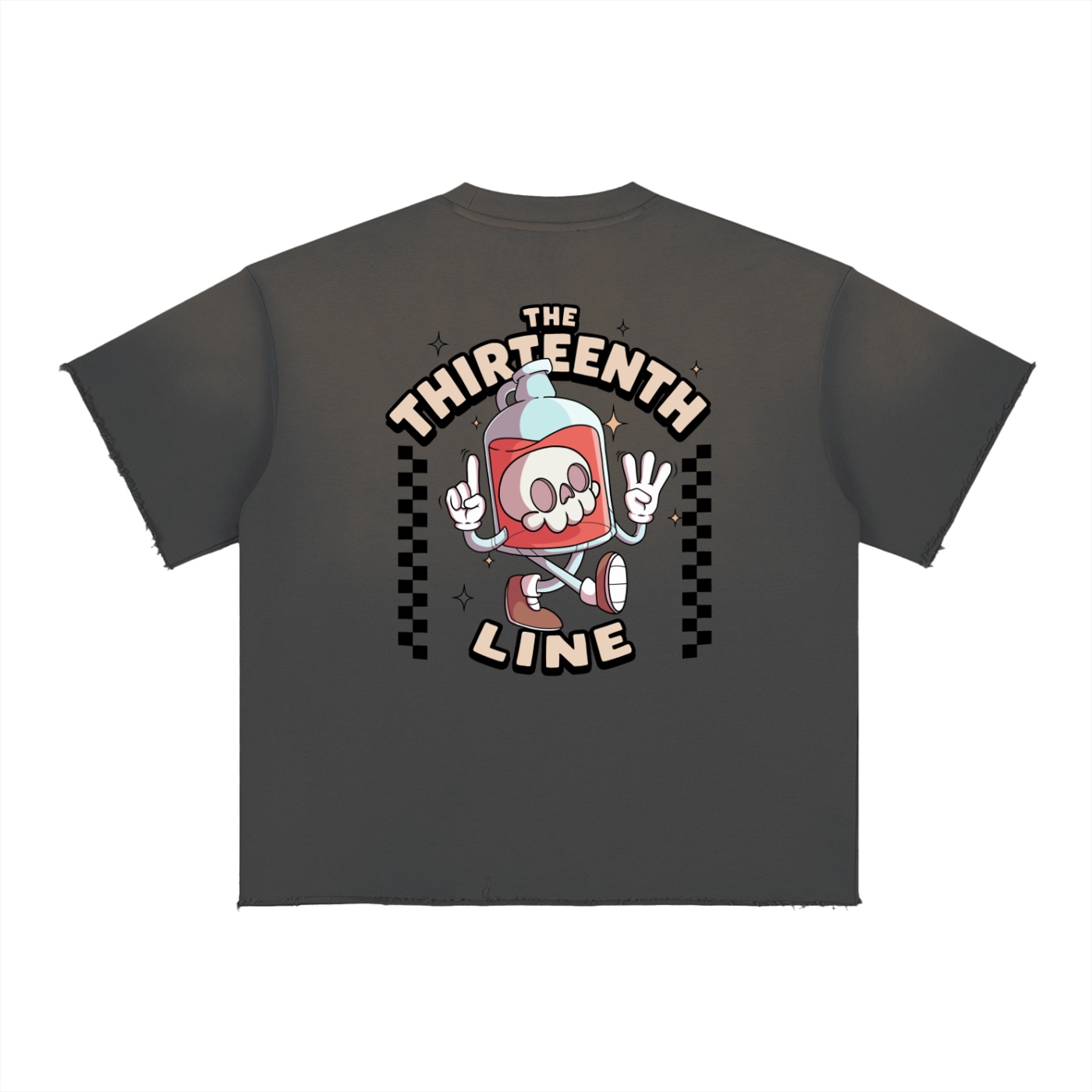 ”BOTTLE BRAIN” Sun Fade Raw Edge T-Shirt - Image 8