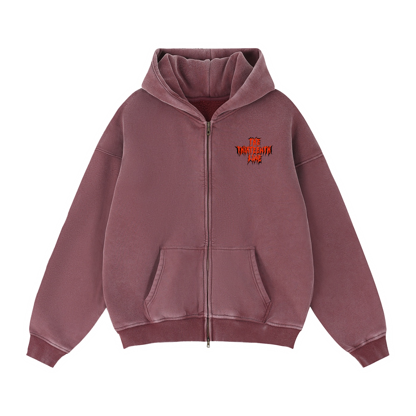 “OG RED SKULL” Zip-Through Boxy Fleece Hoodie - Image 9