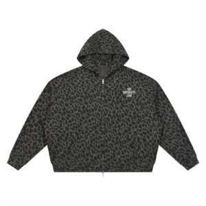 ”PINK PANTHER” Unisex Leopard Print Waffle Full Zip Hoodie