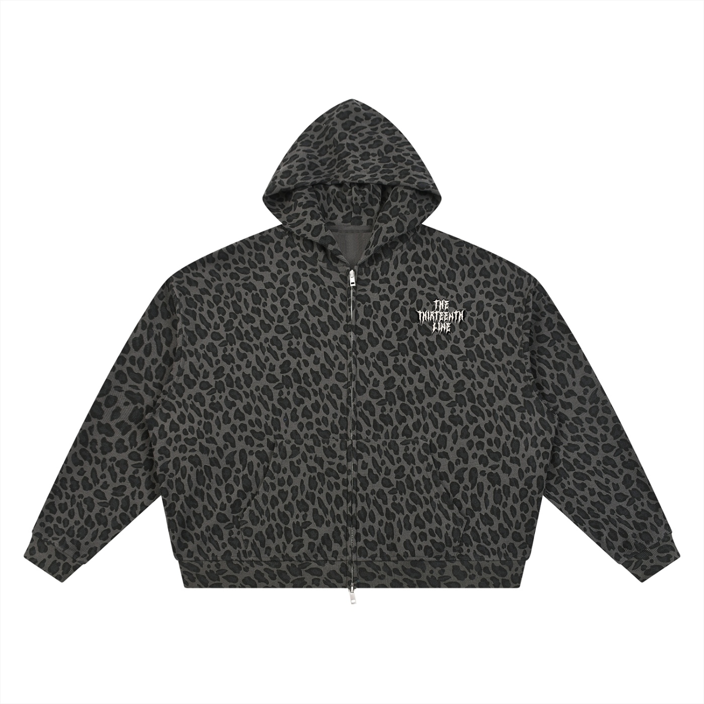 ”PINK PANTHER” Unisex Leopard Print Waffle Full Zip Hoodie