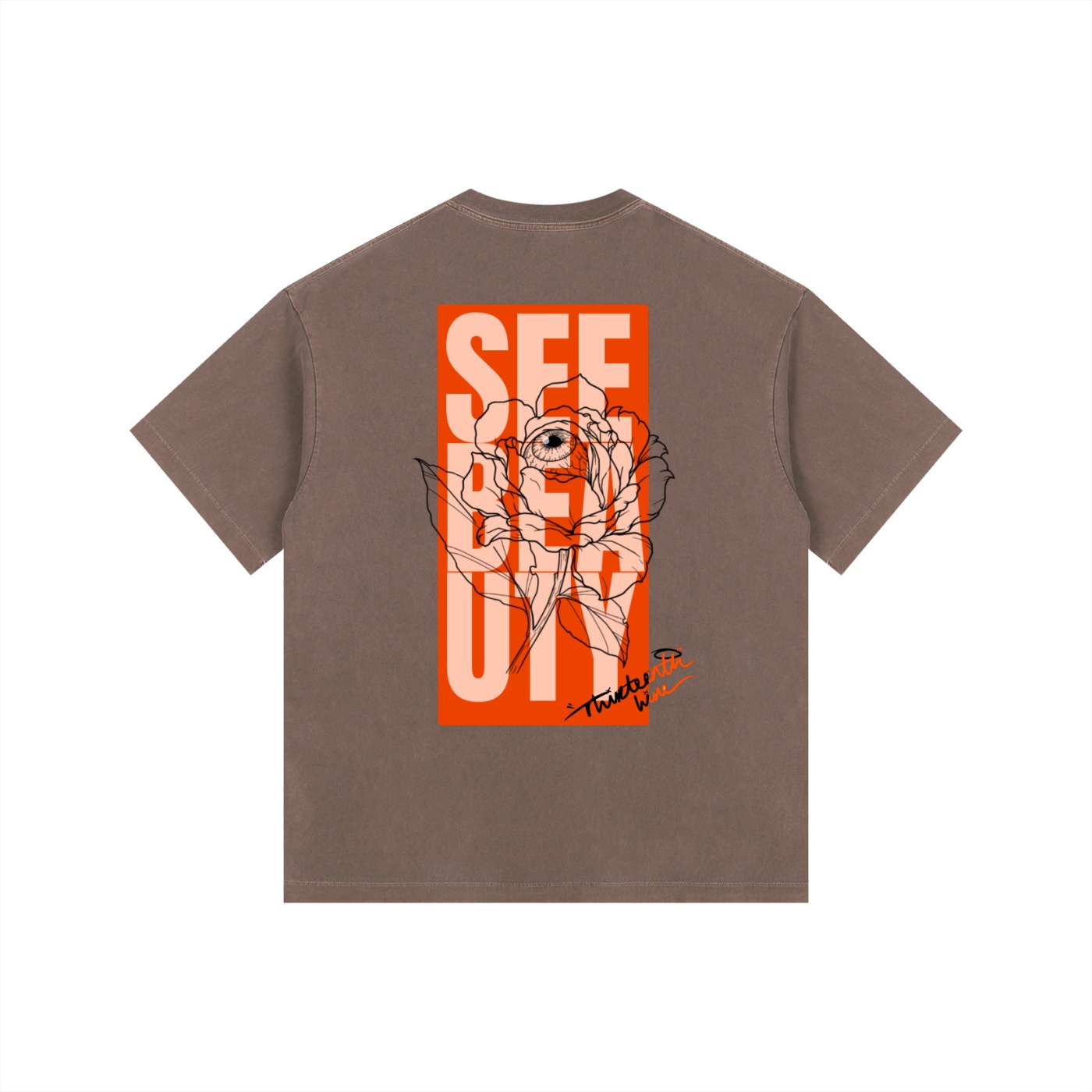 ”SEE BEAUTY” Vintage Washed Oversized Cotton T-Shirt - Image 20