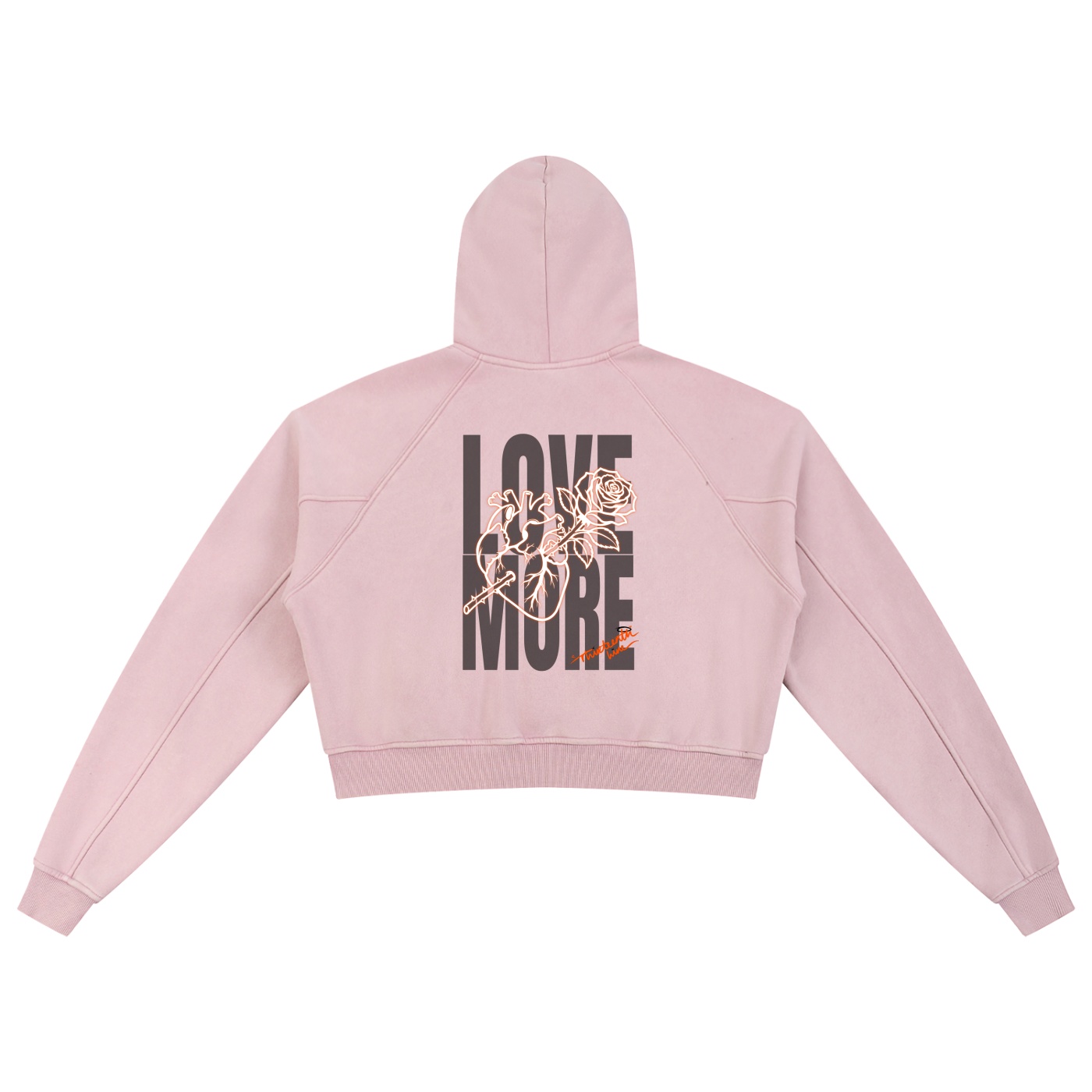 ”LOVE MORE” Snow Washed Cropped Hoodie - Image 2