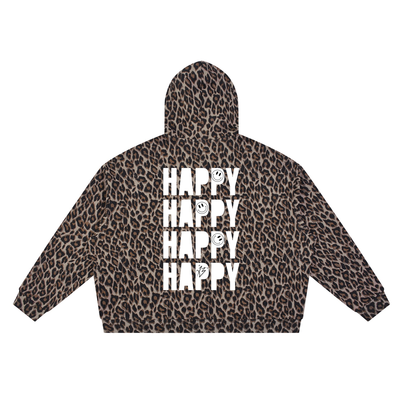 “HAPPY” Unisex Leopard Full Zip Hoodie - Image 6