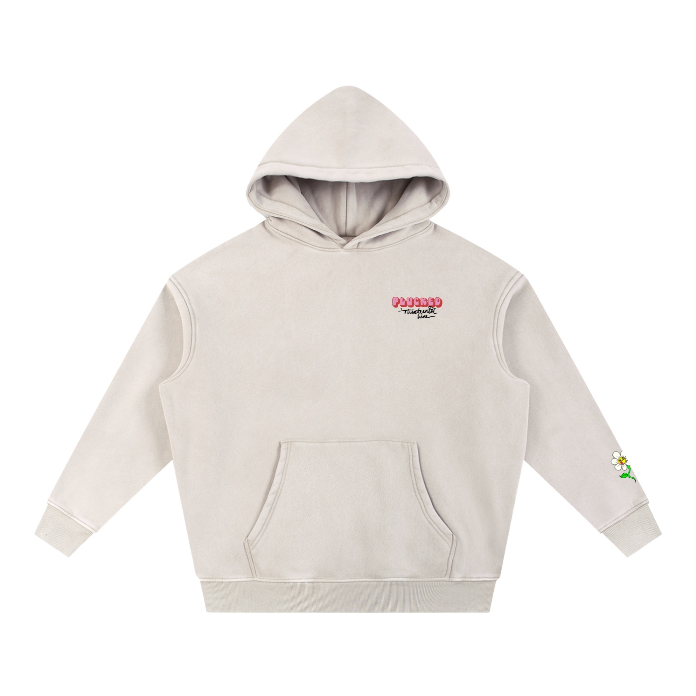 “PLUCKED” Snow Wash Fleece Oversize Hoodie