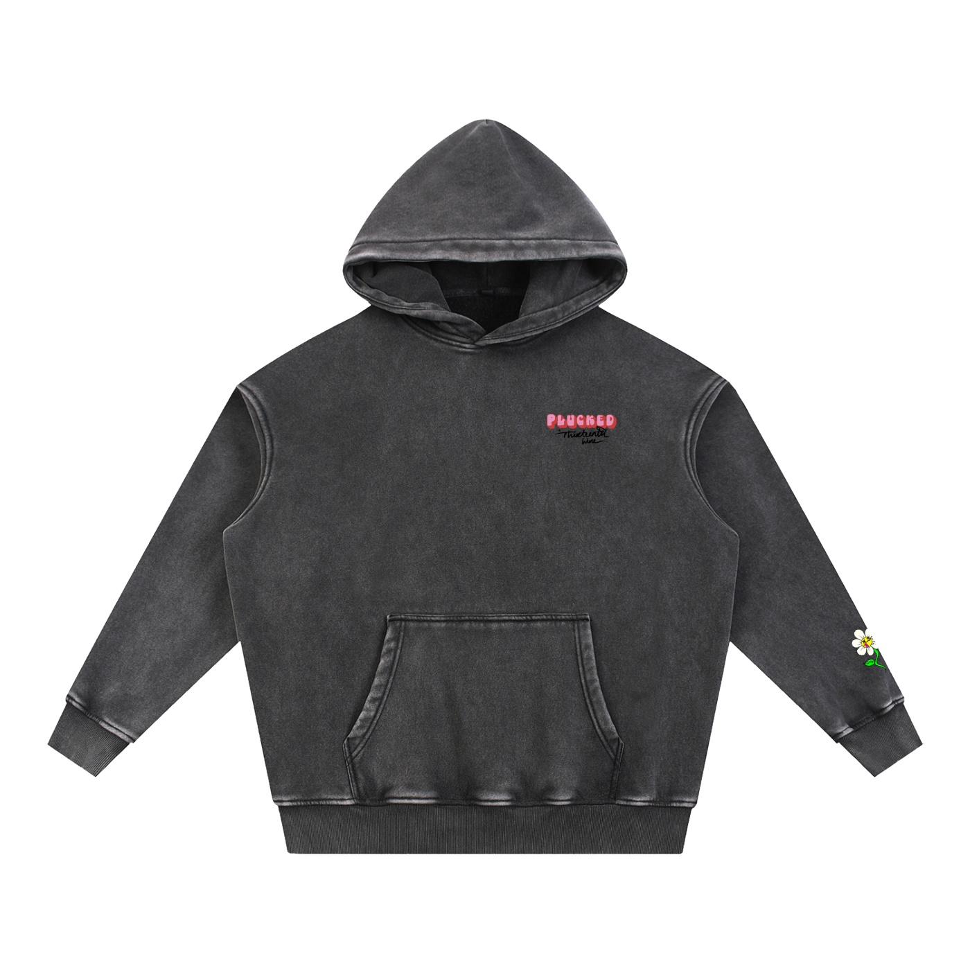 “PLUCKED” Snow Wash Fleece Oversize Hoodie - Image 17