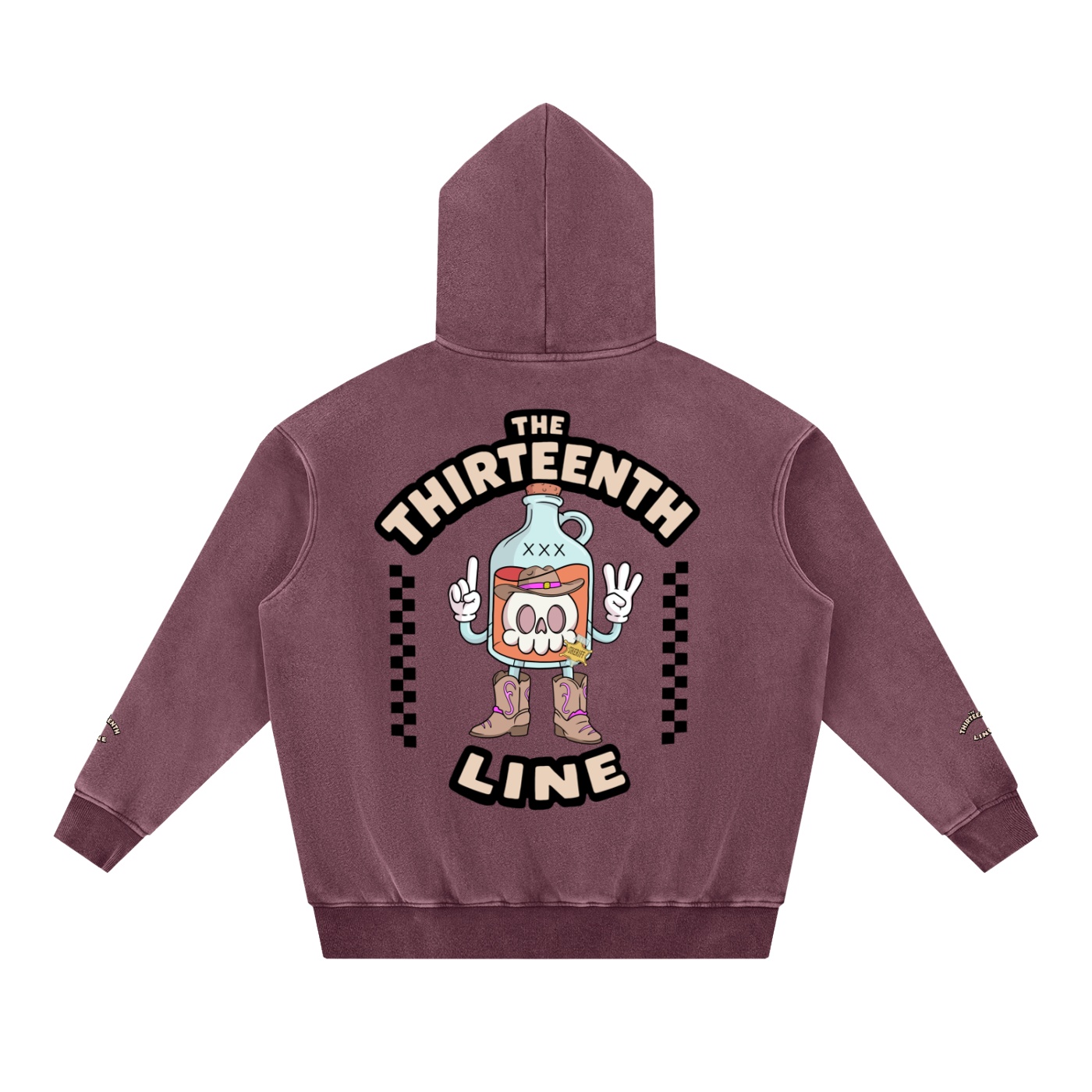 “SHERIFF BOTTLE BRAIN” Snow Wash Fleece Oversize Hoodie - Image 16