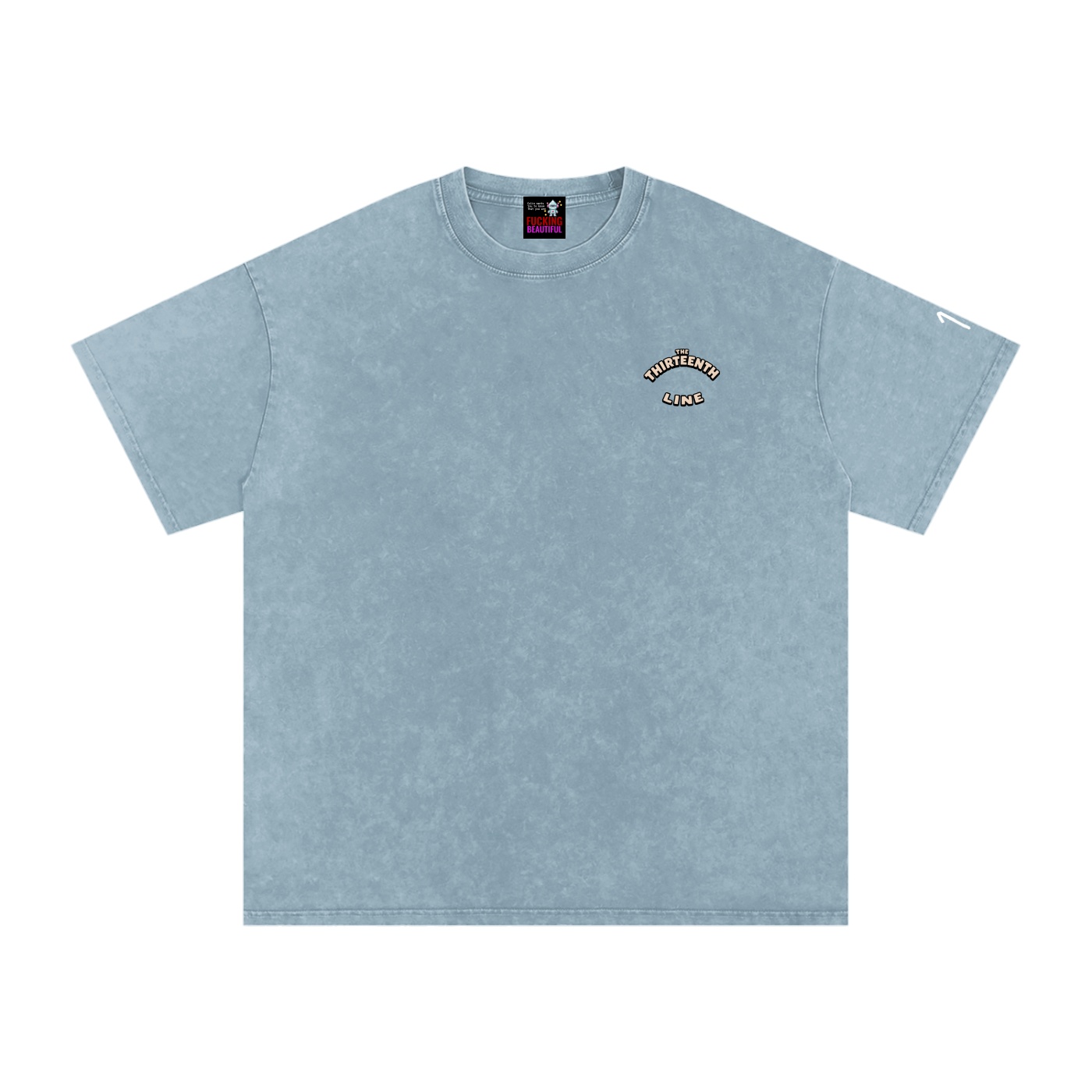 “SHERIFF BOTTLE BRAIN”Snow Washed Oversized Cotton T-Shirt - Image 37