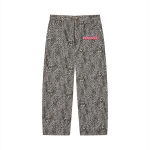 “PLUCKED” Unisex Vintage Wash Leopard Wide Leg Jeans