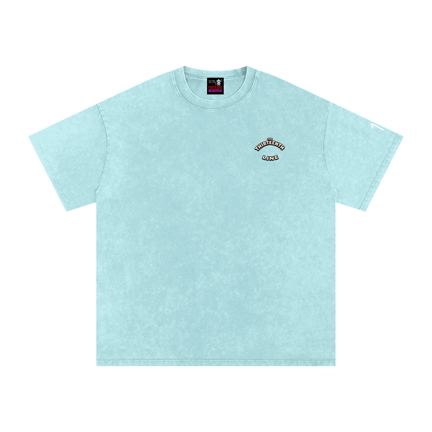 “SHERIFF BOTTLE BRAIN”Snow Washed Oversized Cotton T-Shirt - Image 3