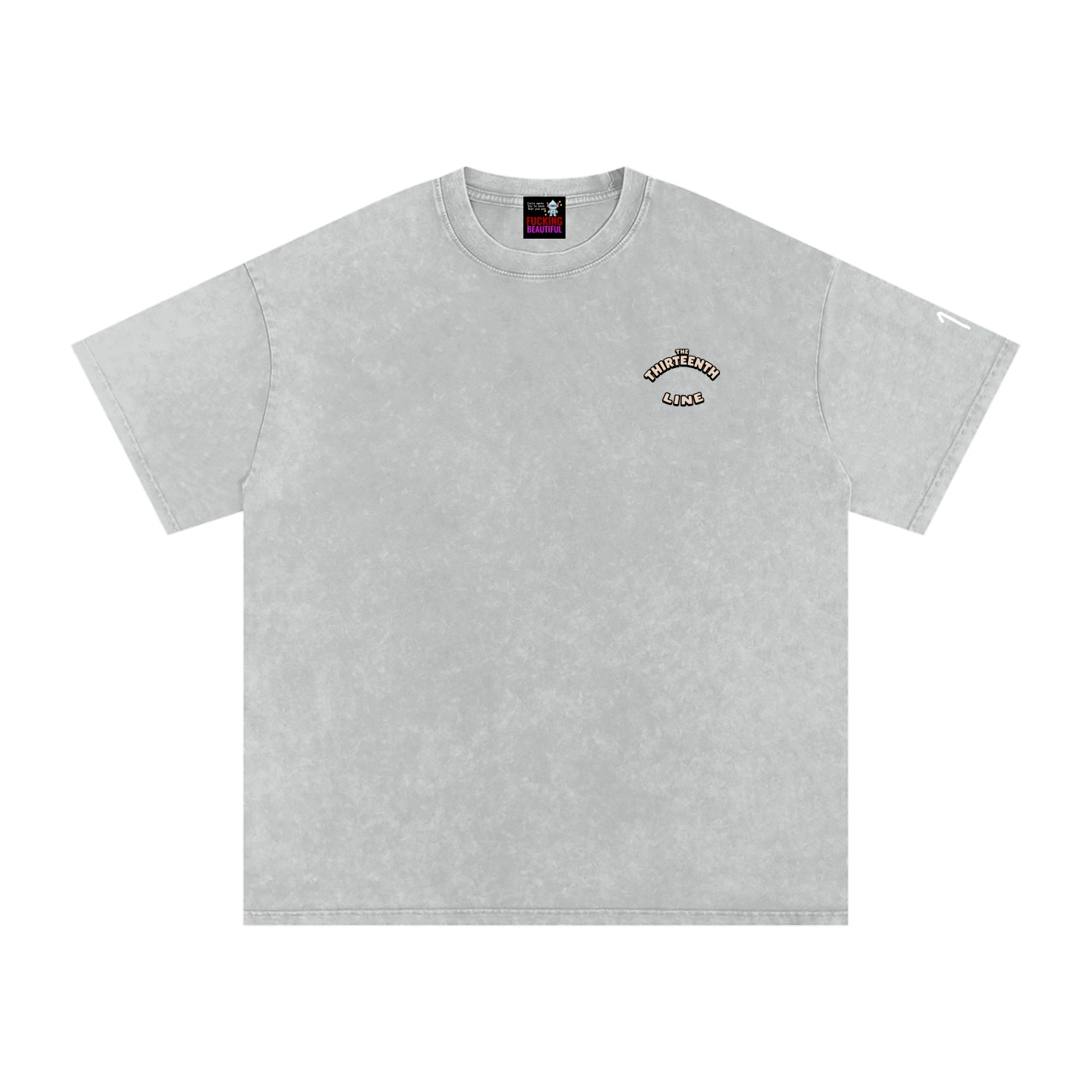 “SHERIFF BOTTLE BRAIN”Snow Washed Oversized Cotton T-Shirt - Image 7