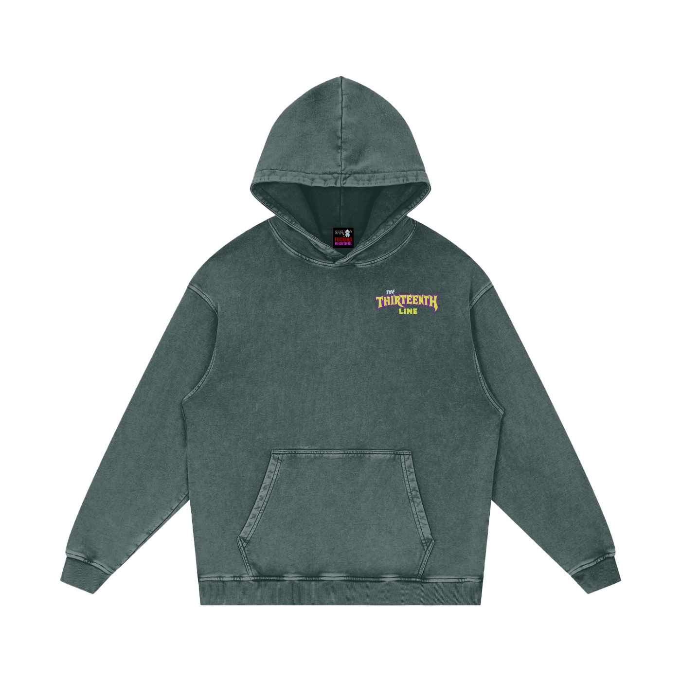 “13 IN MY POCKET” Snow Washed Loose Cotton Hoodie - Image 13