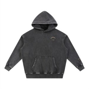 “SHERIFF BOTTLE BRAIN” Snow Wash Fleece Oversize Hoodie