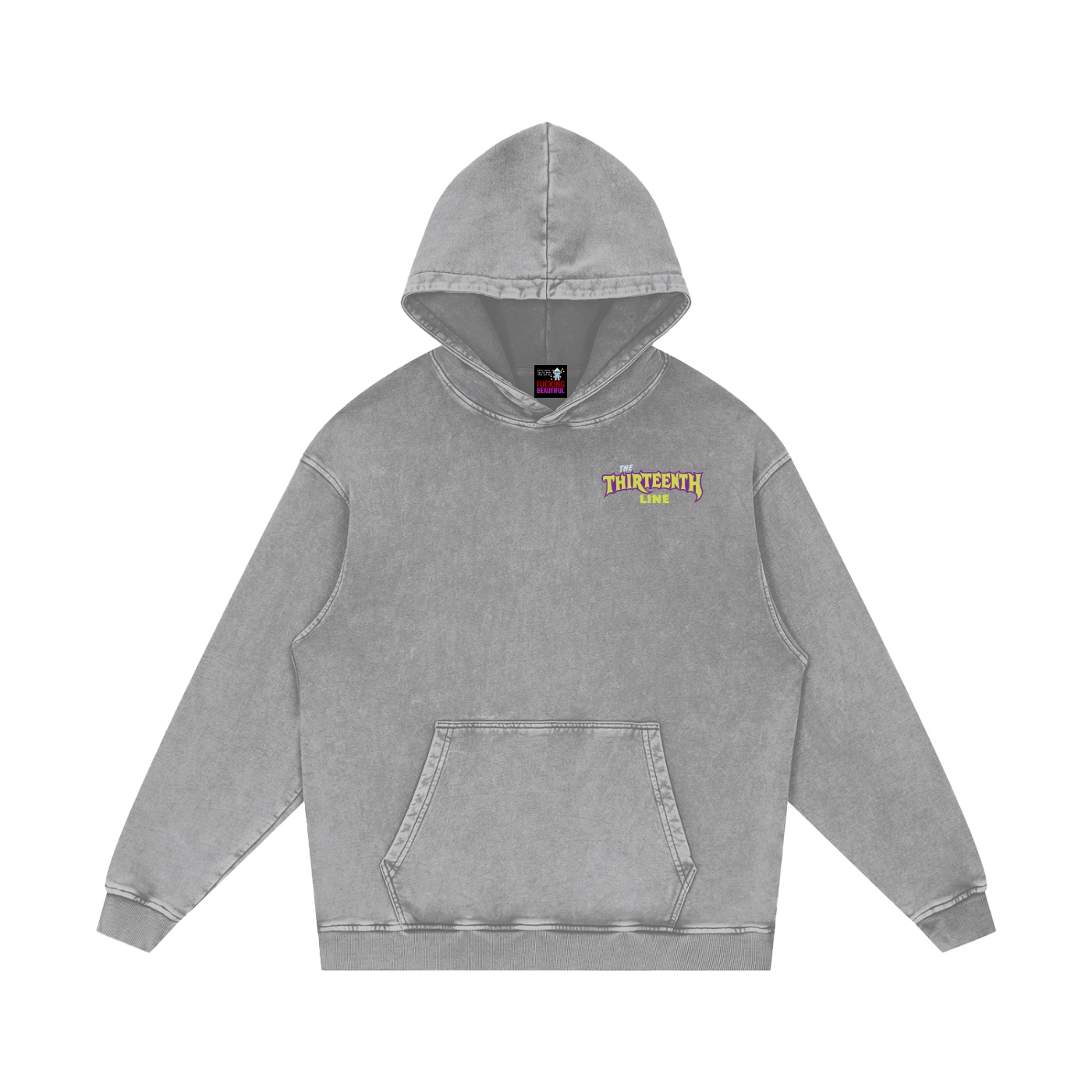 “13 IN MY POCKET” Snow Washed Loose Cotton Hoodie - Image 3