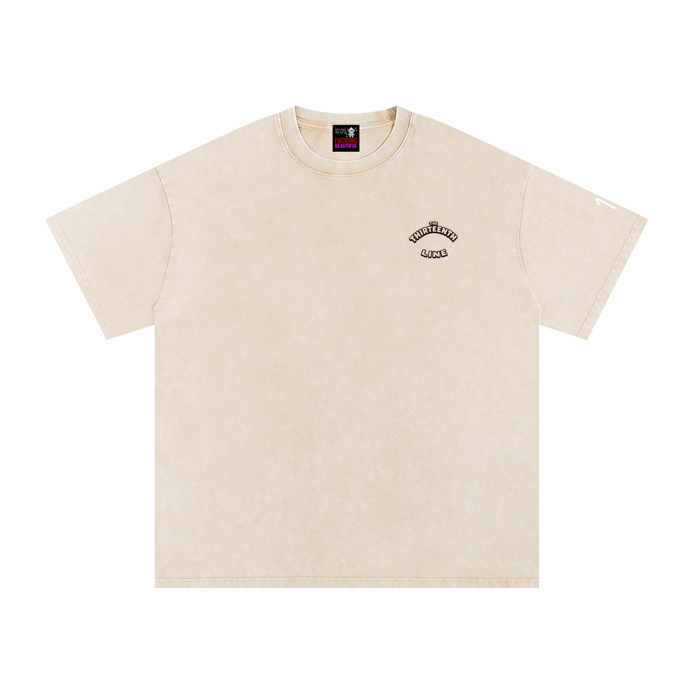 “SHERIFF BOTTLE BRAIN”Snow Washed Oversized Cotton T-Shirt - Image 5