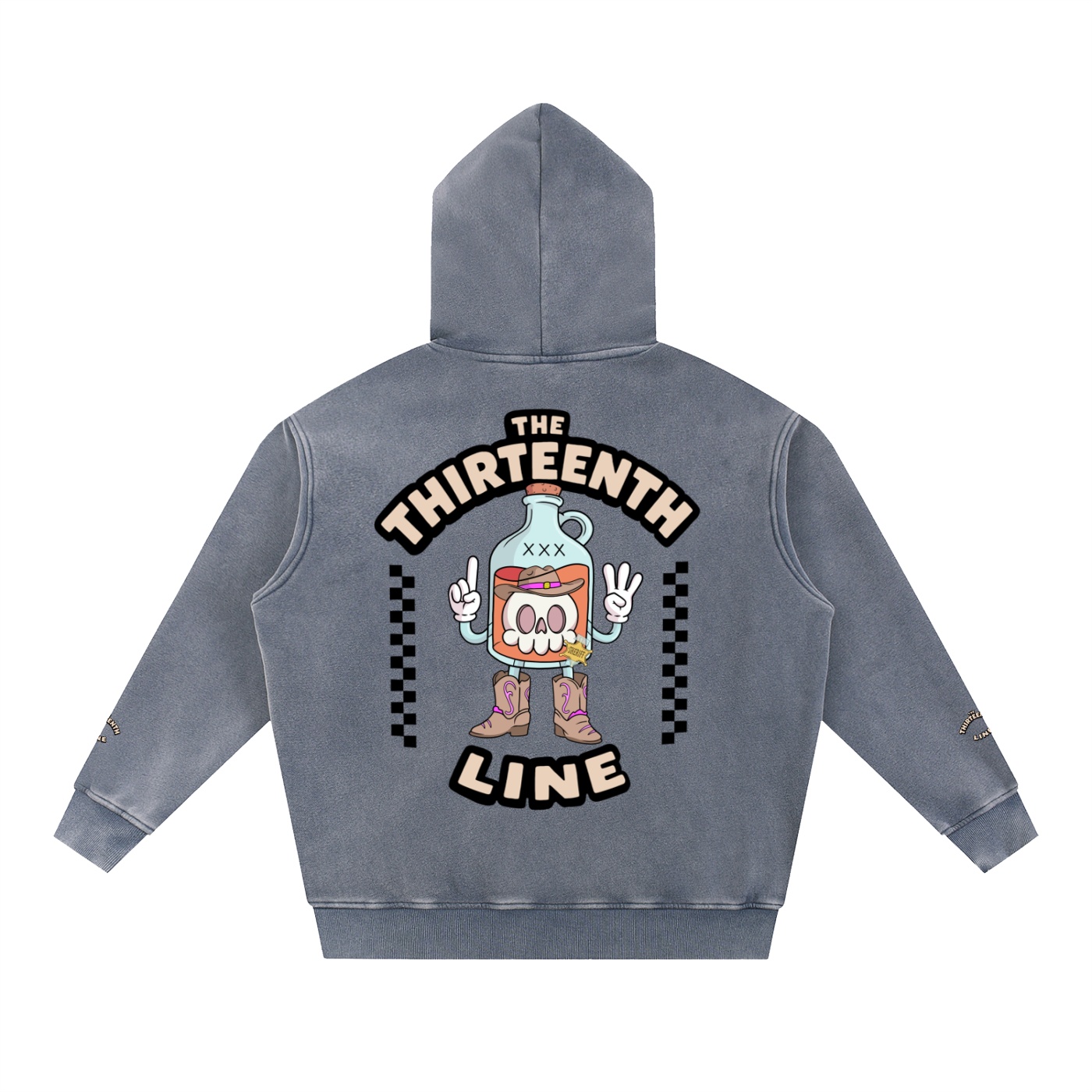 “SHERIFF BOTTLE BRAIN” Snow Wash Fleece Oversize Hoodie - Image 10