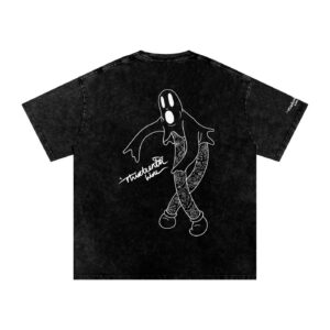 “TATTOO GHOST” Snow Washed Oversized Cotton T-Shirt