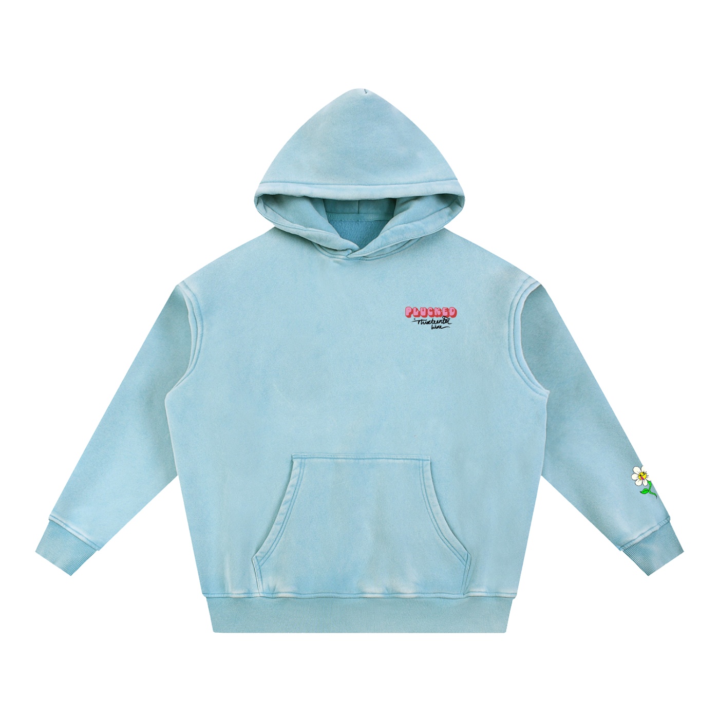 “PLUCKED” Snow Wash Fleece Oversize Hoodie - Image 5