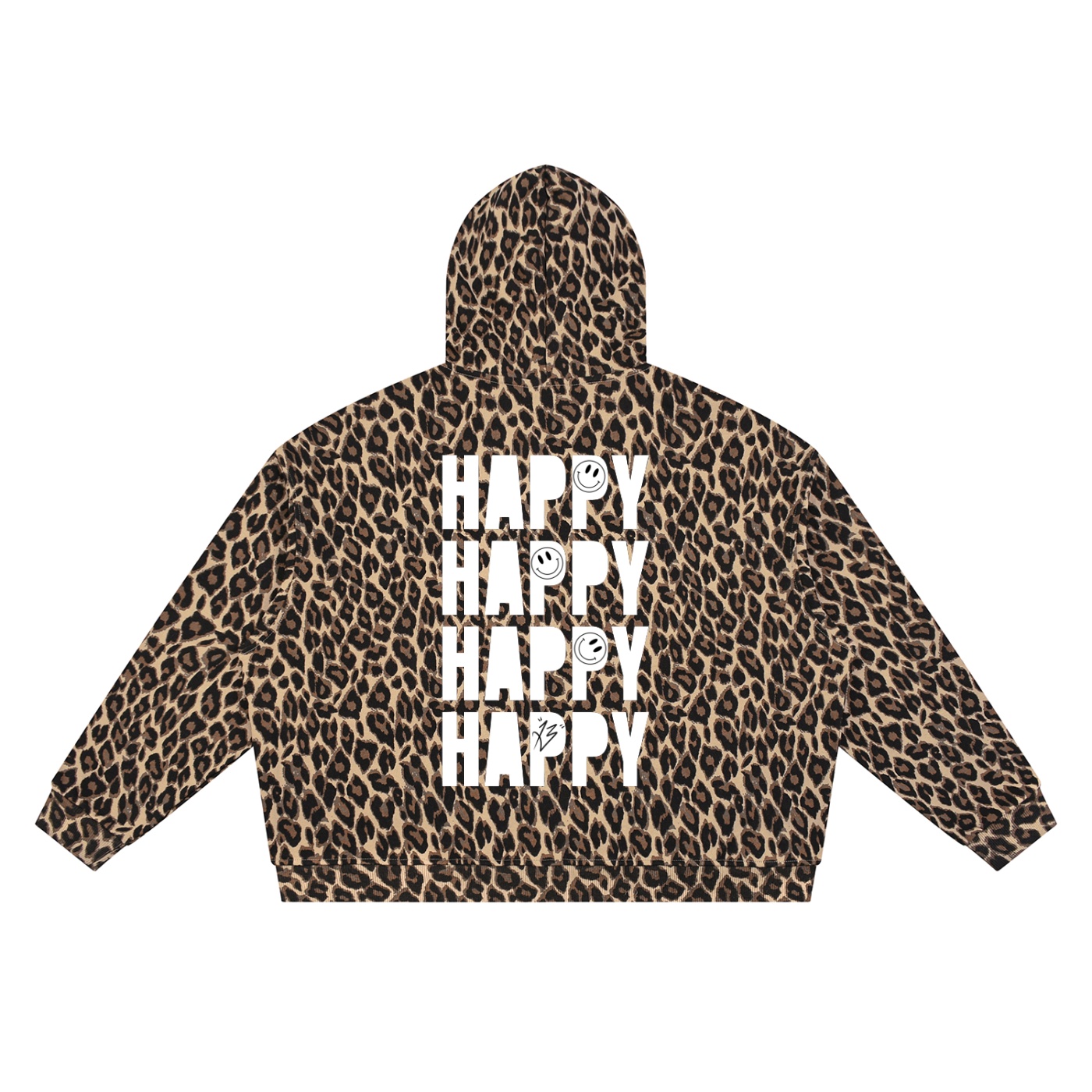 “HAPPY” Unisex Leopard Full Zip Hoodie - Image 2