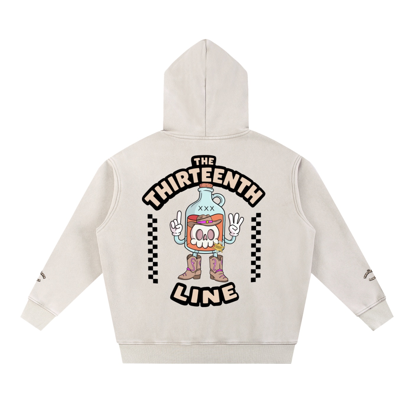 “SHERIFF BOTTLE BRAIN” Snow Wash Fleece Oversize Hoodie - Image 4