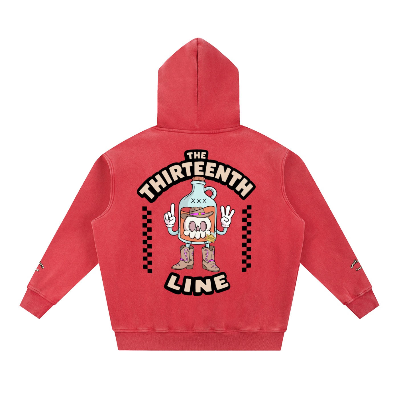 “SHERIFF BOTTLE BRAIN” Snow Wash Fleece Oversize Hoodie - Image 12