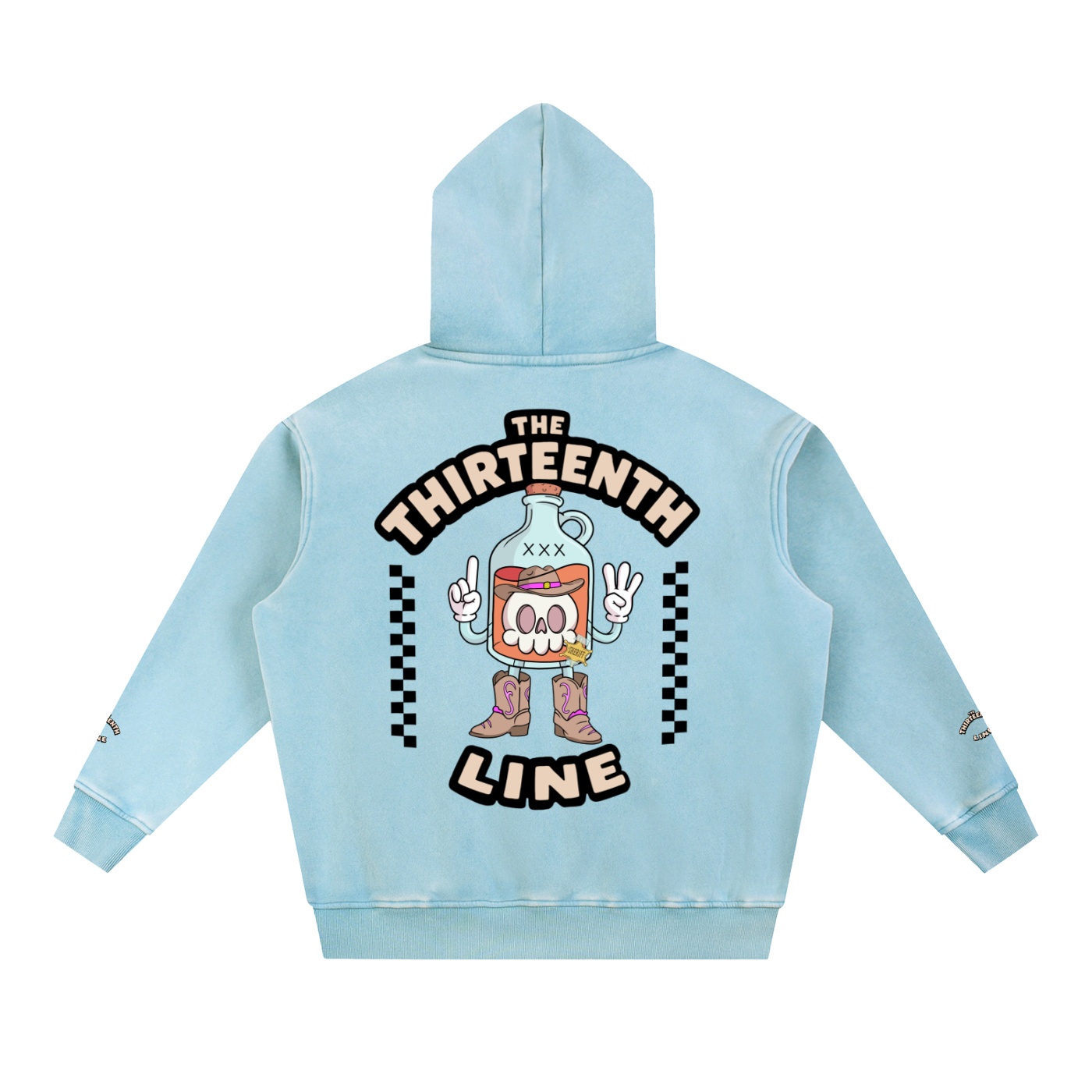 “SHERIFF BOTTLE BRAIN” Snow Wash Fleece Oversize Hoodie - Image 8